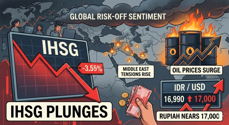 IHSG Plunges 3.55% as Global Oil Prices Surge and Middle East Tensions Escalate, Investors Fear MSCI Downgrade Risk